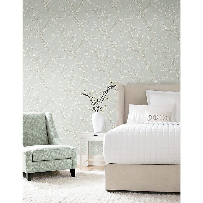 slide 5 of 8, RoomMates Cherry Blossom Peel & Stick Wallpaper - Blue, 1 ct