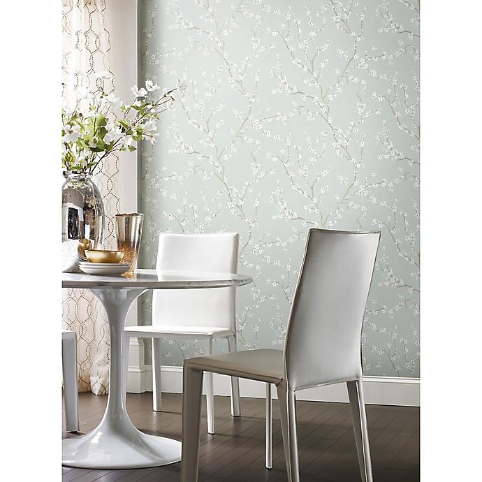 slide 1 of 8, RoomMates Cherry Blossom Peel & Stick Wallpaper - Blue, 1 ct