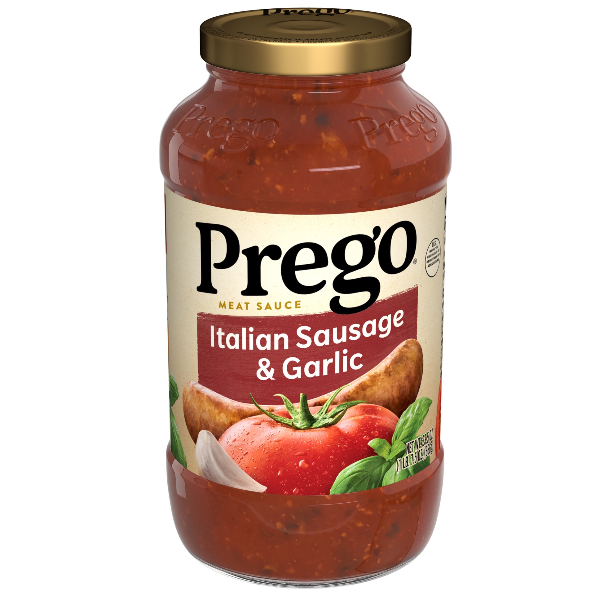 slide 1 of 5, Prego Italian Sausage and Garlic Meat Sauce, 23.5 oz Jar, 23.5 oz