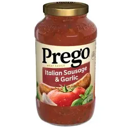 Prego Italian Sausage and Garlic Meat Sauce, 23.5 oz Jar