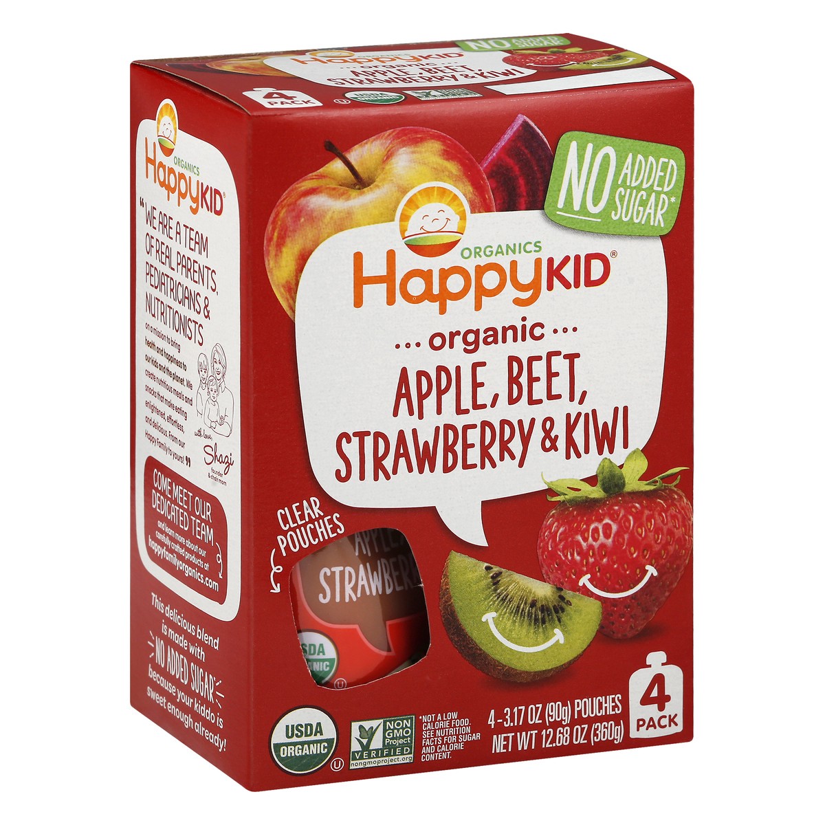 slide 2 of 9, Happy Kid 4 Pack Organic Apple, Beet, Strawberry & Kiwi 4 ea, 4 ct