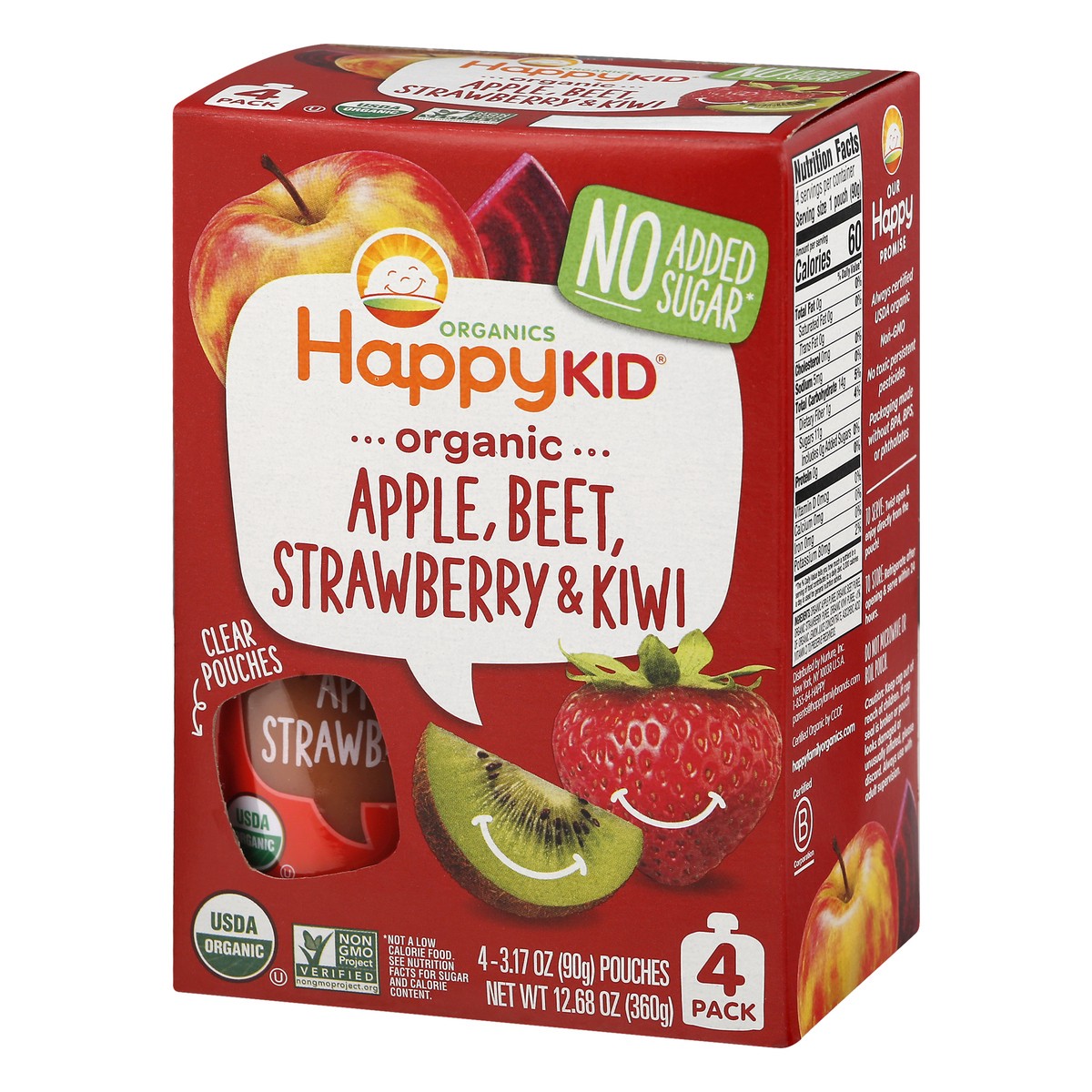slide 3 of 9, Happy Kid 4 Pack Organic Apple, Beet, Strawberry & Kiwi 4 ea, 4 ct
