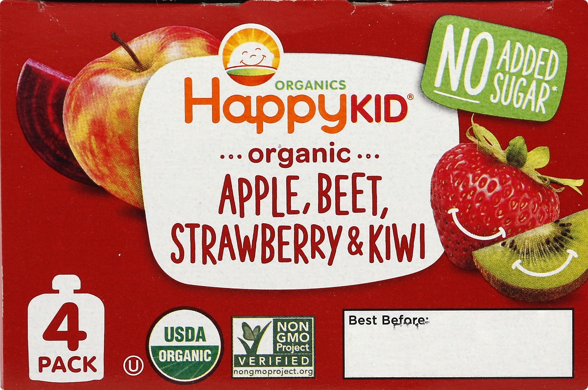 slide 9 of 9, Happy Kid 4 Pack Organic Apple, Beet, Strawberry & Kiwi 4 ea, 4 ct