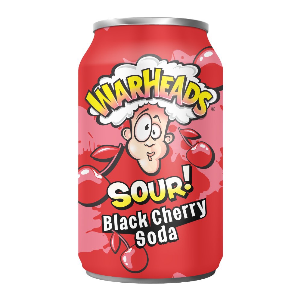 slide 1 of 1, Warheads Sour Black Cherry Soda Can - 12 oz, 12 oz