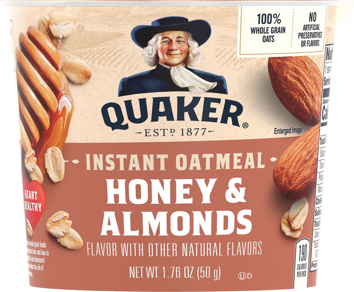 slide 2 of 5, Quaker Instant Oatmeal Honey Almond, 1.76 oz