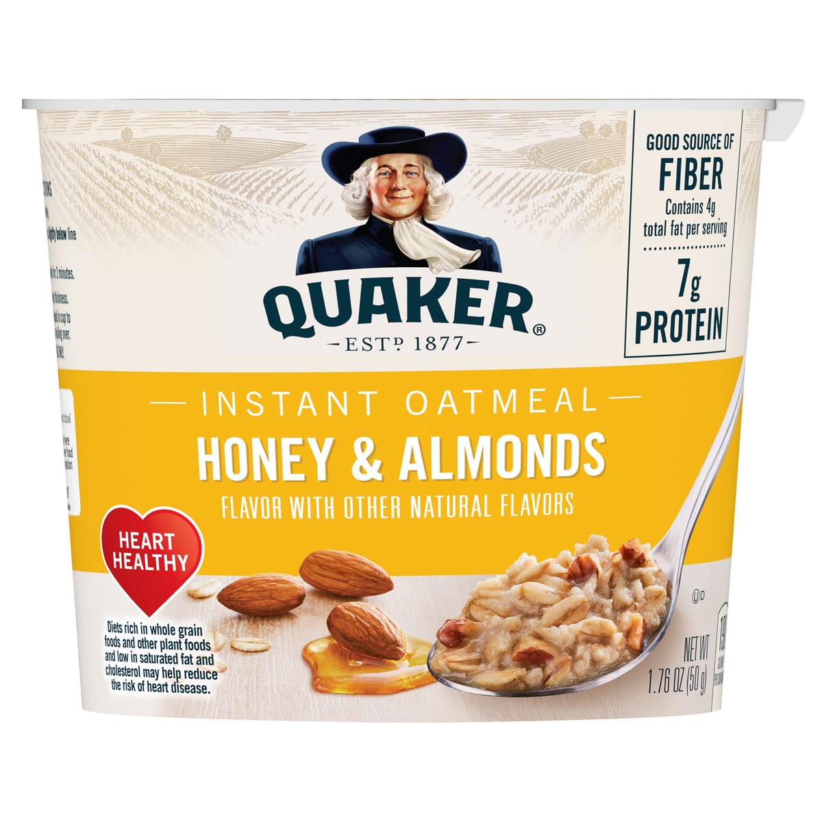 slide 1 of 7, Quaker Instant Oatmeal Honey Almond, 1.76 oz