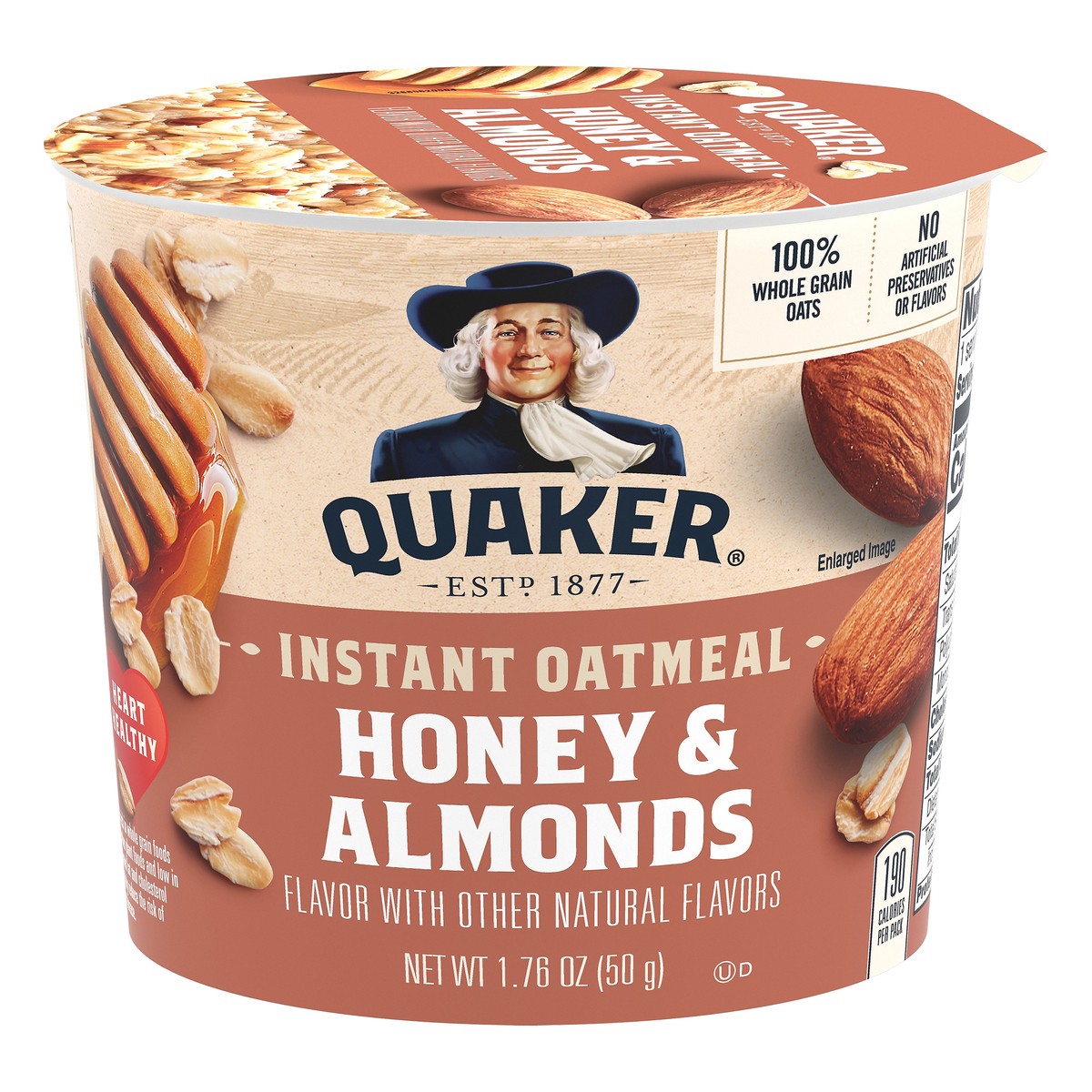slide 1 of 5, Quaker Instant Oatmeal Honey Almond, 1.76 oz