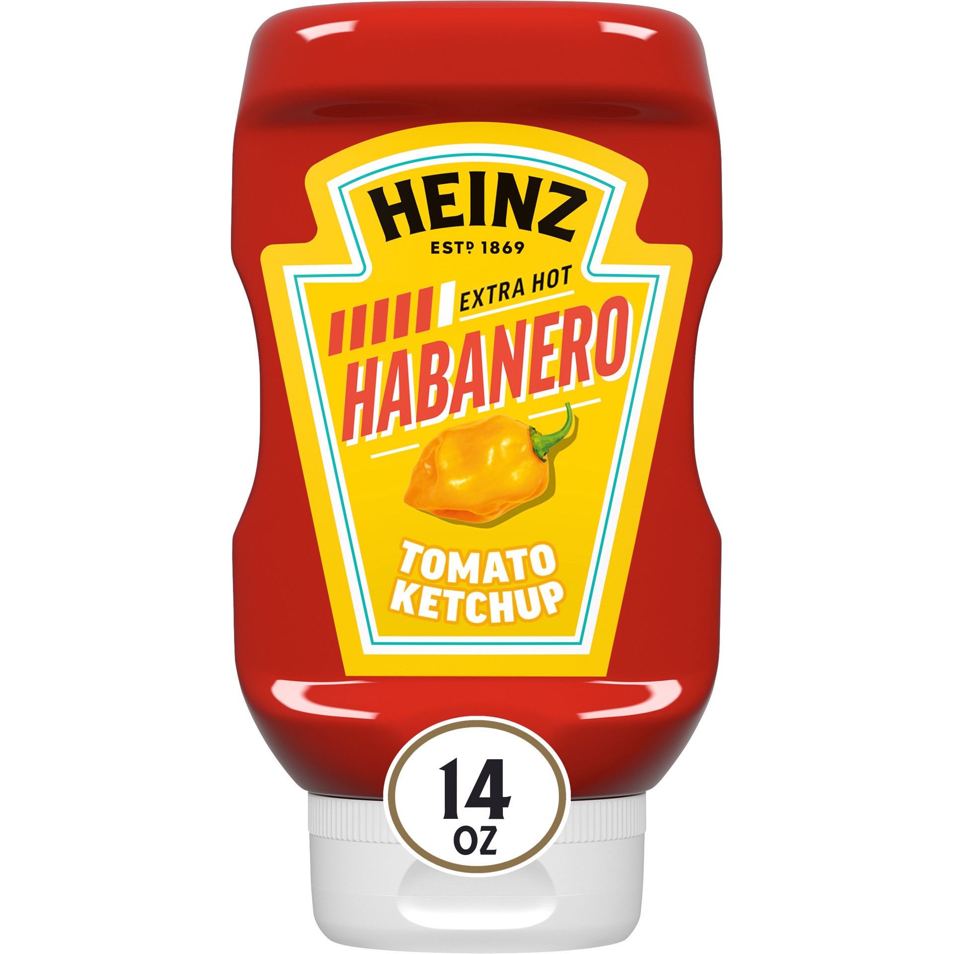 slide 1 of 9, Heinz Tomato Ketchup Blended with Habanero, 14 oz Squeeze Bottle, 14 oz