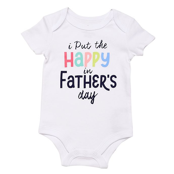 slide 1 of 1, Baby Starters Newborn Happy Father's Day Short Sleeve Bodysuit - White, 1 ct