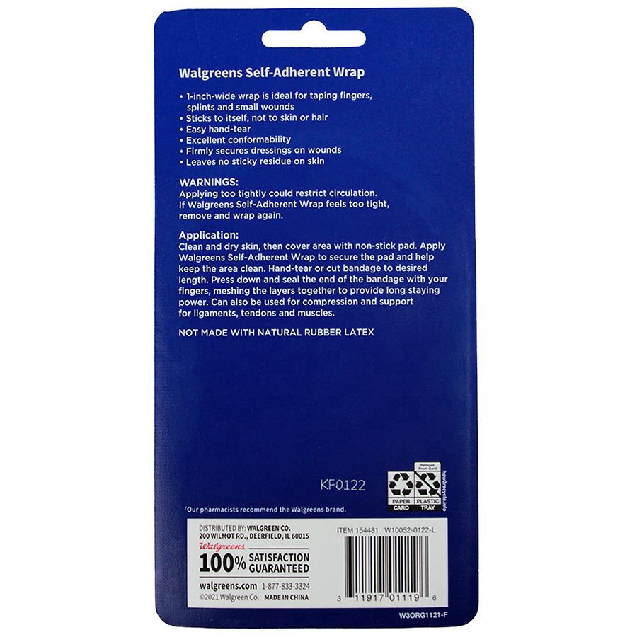 slide 5 of 5, Walgreens Self-Adherent Wrap 1 inch, 2 ct