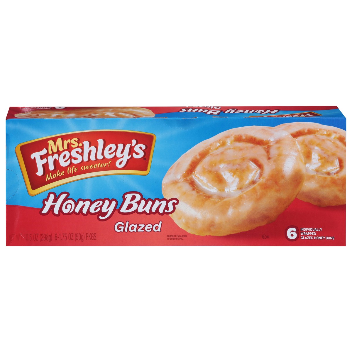 slide 1 of 8, Mrs. Freshley's Glazed Honey Buns 6 - 1.75 oz ea, 6 ct