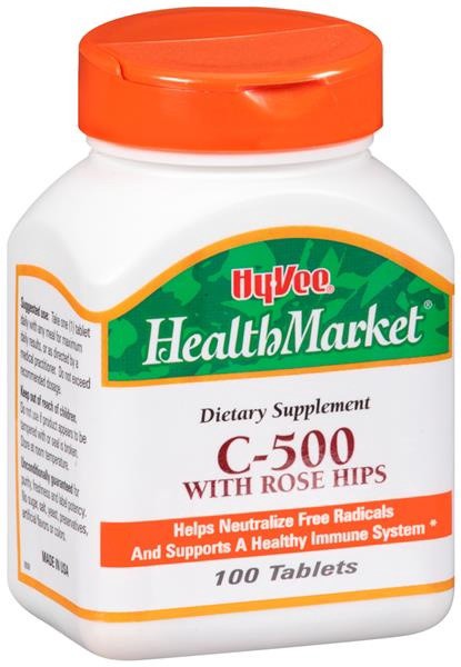 slide 1 of 1, Hy-Vee HealthMarket C-500 With Rose Hips Tablets, 100 ct