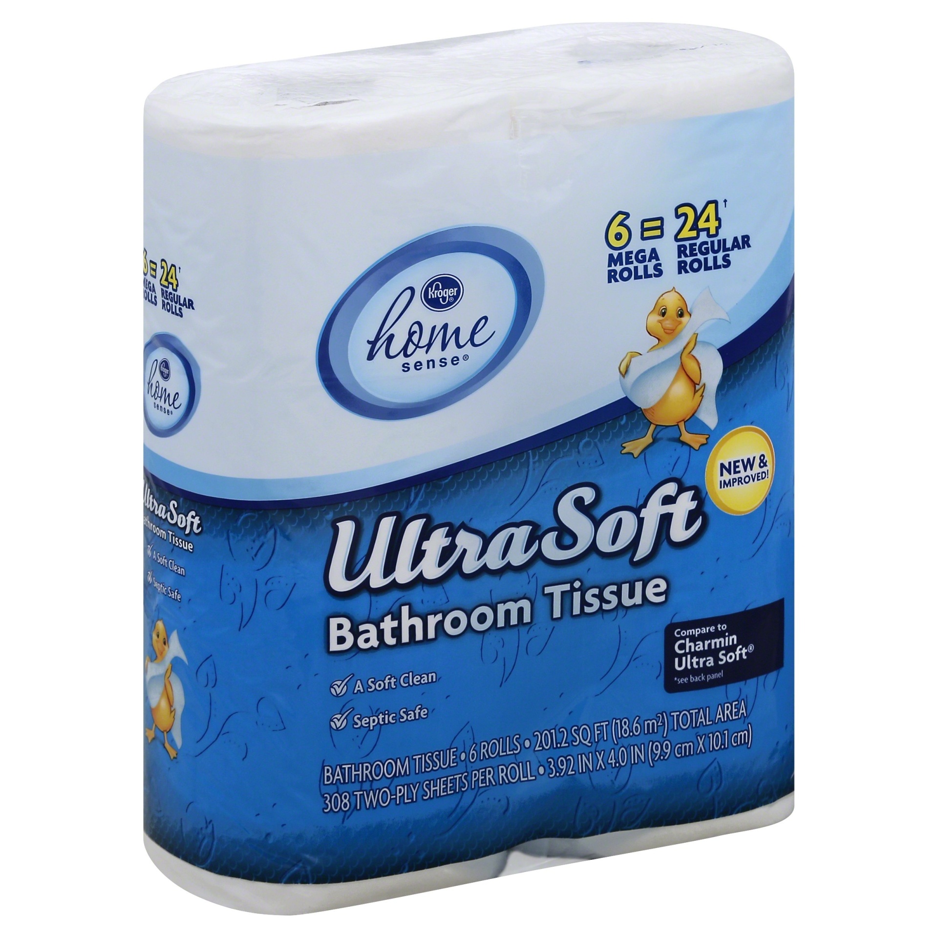 slide 1 of 1, Kroger Home Sense Ultra Soft Bathroom Tissue Mega Rolls, 6 ct