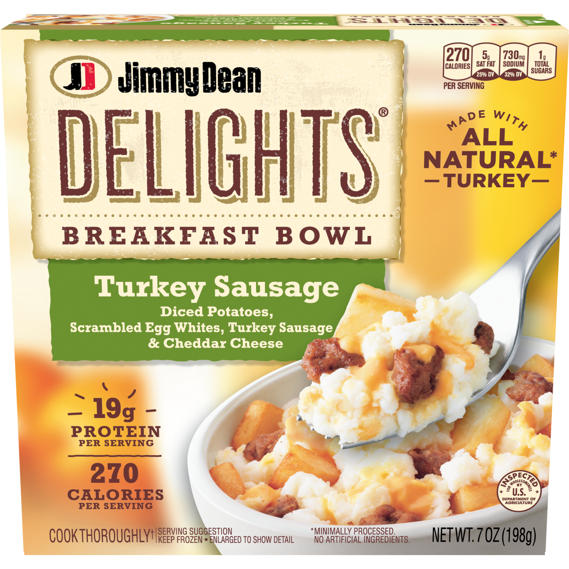 slide 1 of 5, Jimmy Dean Delights Frozen Turkey Sausage Breakfast Bowl - 7oz, 7 oz