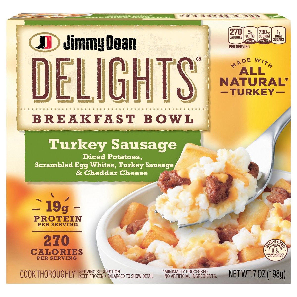 slide 1 of 9, Jimmy Dean Delights Frozen Turkey Sausage Breakfast Bowl - 7oz, 7 oz