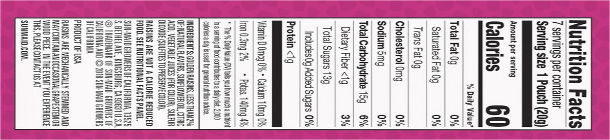 slide 10 of 11, Sun-Maid Fruity Raisin Snacks Sour Mixed Berry 7-Count Box/.7oz Pouches, 4.9 oz