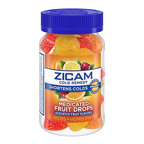 slide 1 of 1, Zicam Cold Remedy Medicated Fruit Drops Assorted Fruit Flavor - 25 Count, 25 ct