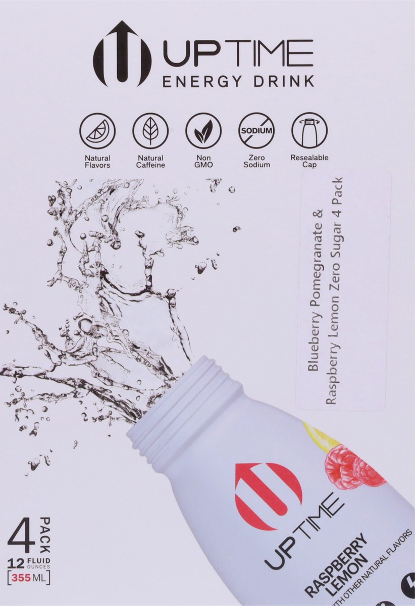 slide 12 of 14, UPTIME Zero Sugar Blueberry Pomegranate/Raspberry Lemon Energy Drink - 4 ct, 4 ct