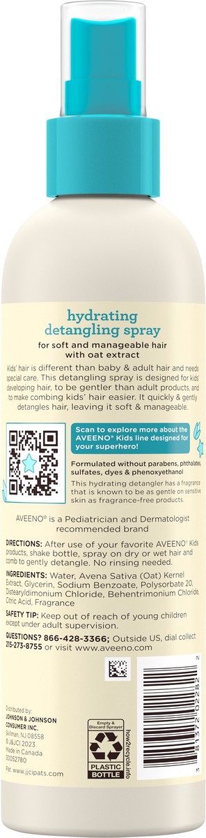 slide 3 of 7, Aveeno Kids Hydrating Hair Detangling Spray, Hypoallergenic, 10 fl oz