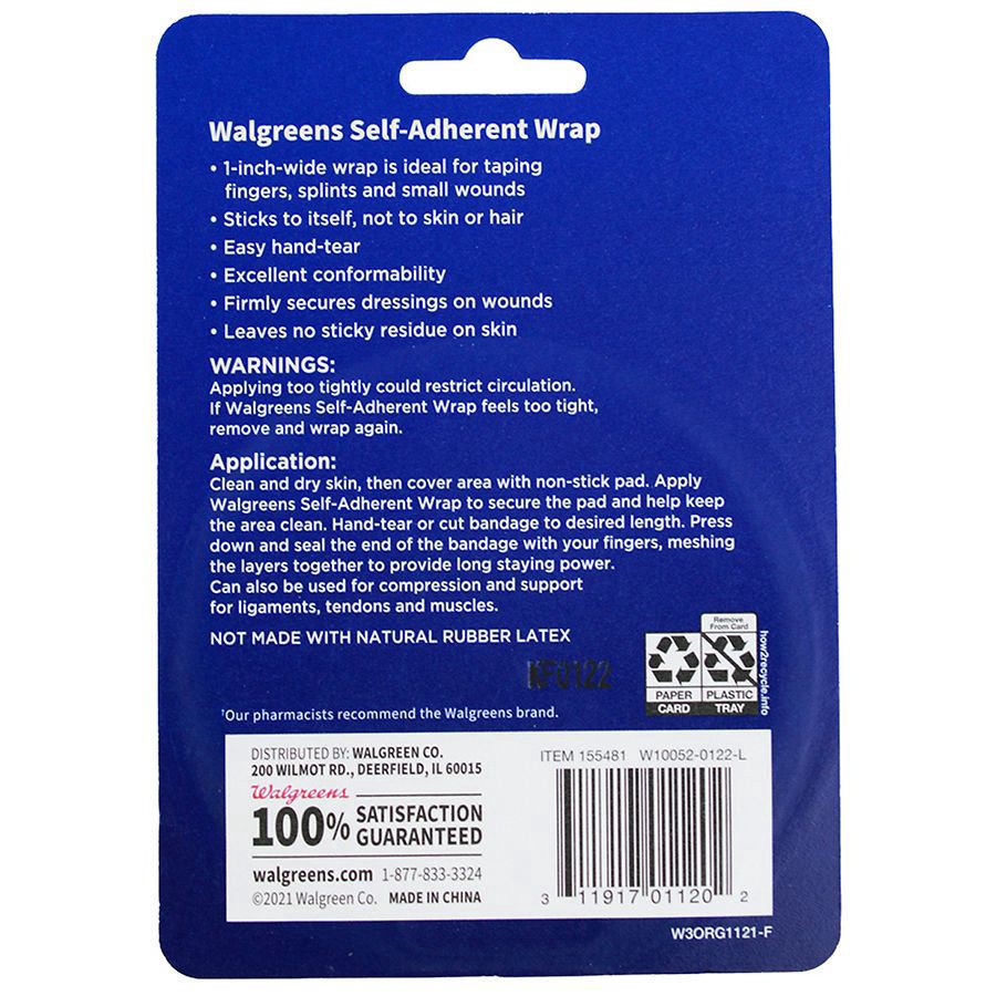slide 3 of 5, Walgreens Self-Adherent Wrap 1 inch, 1 ct