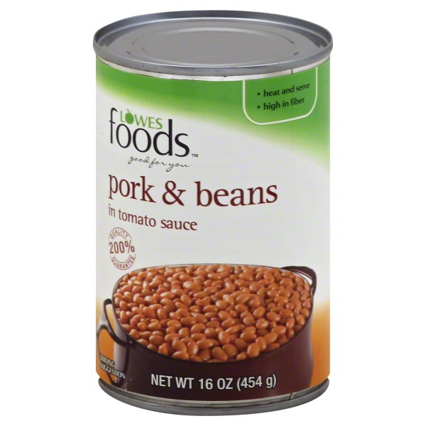 slide 1 of 1, Lowes Foods Pork N Beans, 16 oz