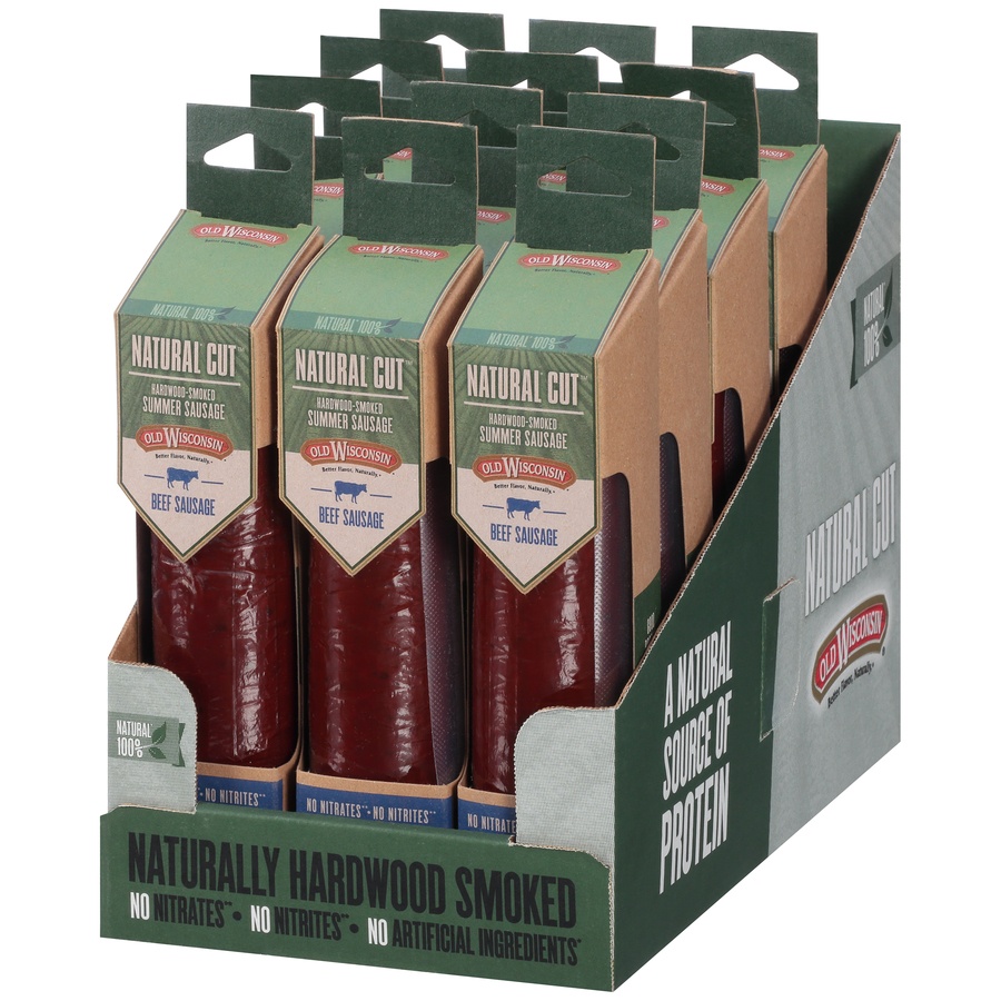 slide 3 of 8, Snack Sticks Old Wisconsin Natural Cut Beef Hardwood-Smoked Summer Sausage, 6 oz