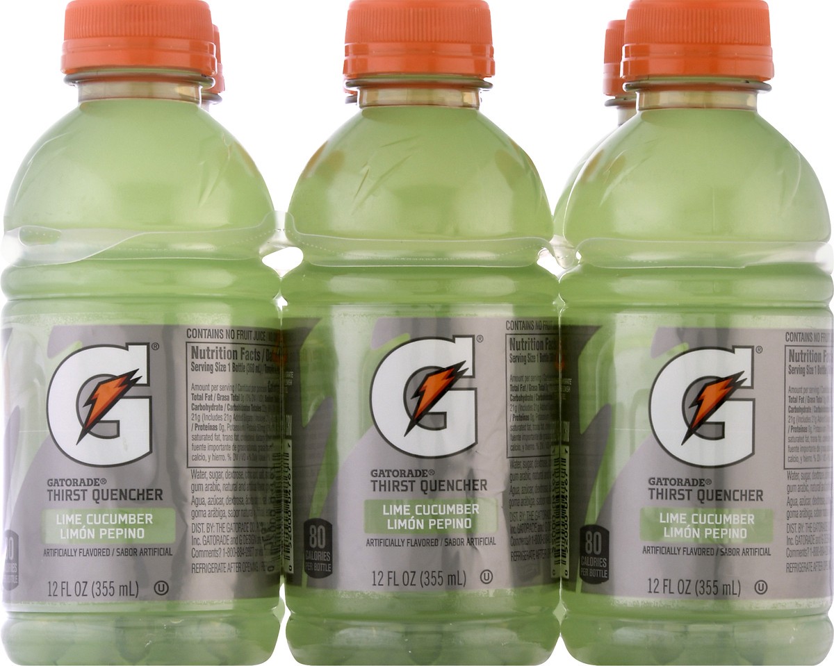 slide 9 of 10, Gatorade Thirst Quencher Lime Cucumber Artificially Flavored 12 Fl Oz 6 Count, 6 ct