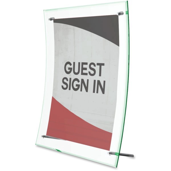slide 4 of 10, Deflect-O Superior Image Curved Sign Holder, Clear/Green, 1 ct