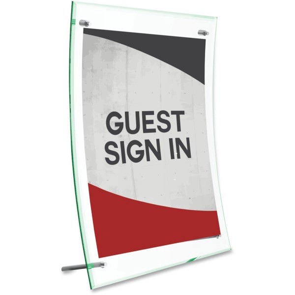 slide 9 of 10, Deflect-O Superior Image Curved Sign Holder, Clear/Green, 1 ct