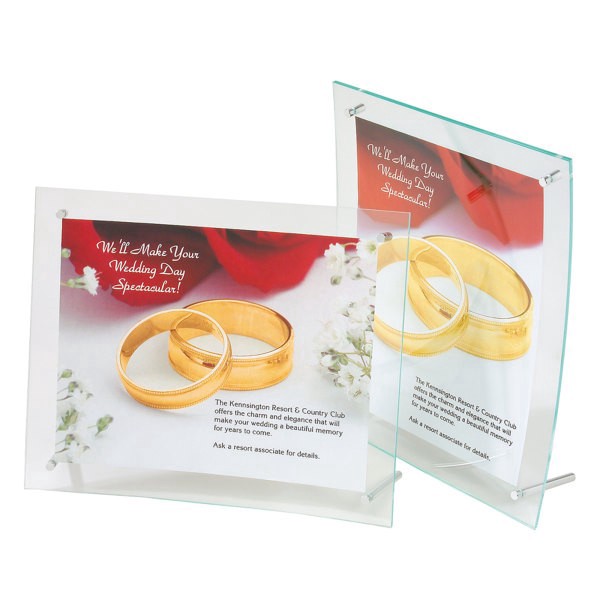 slide 1 of 10, Deflect-O Superior Image Curved Sign Holder, Clear/Green, 1 ct