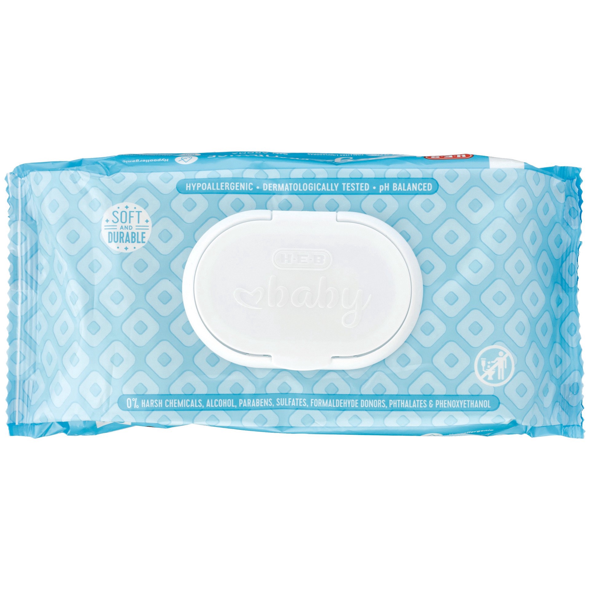 slide 1 of 1, H-E-B Baby Wipes - Fragrance Free, 72 ct