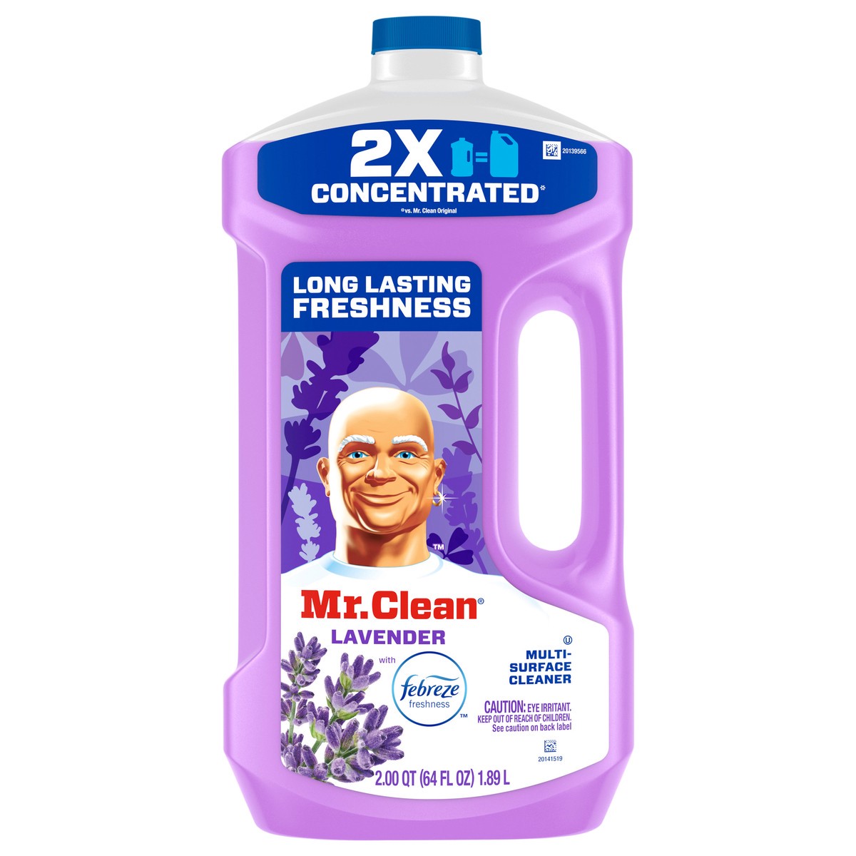 slide 1 of 6, Mr. Clean 2X Concentrated Multi Surface Cleaner with Febreze Lavender Scent, All Purpose Cleaner, 64 fl oz, 64 fl oz