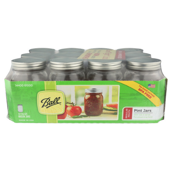 slide 1 of 5, Ball 16oz 12pk Glass Regular Mouth Mason Jar with Lid and Band, 16 oz