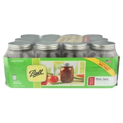 Ball 16oz 12pk Glass Regular Mouth Mason Jar with Lid and Band