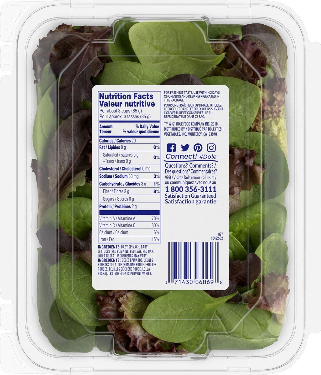 slide 3 of 3, Dole Baby Spinach With Tender Reds, 5 oz