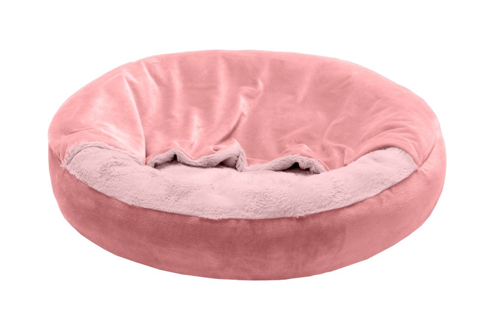 slide 1 of 1, Furhaven Velvet Hooded Small Donut Bed - Pink, 1 ct