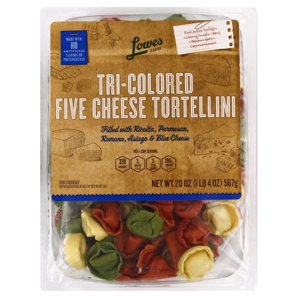 slide 1 of 5, Lowes Foods Three Cheese Tortelloni, 20 oz
