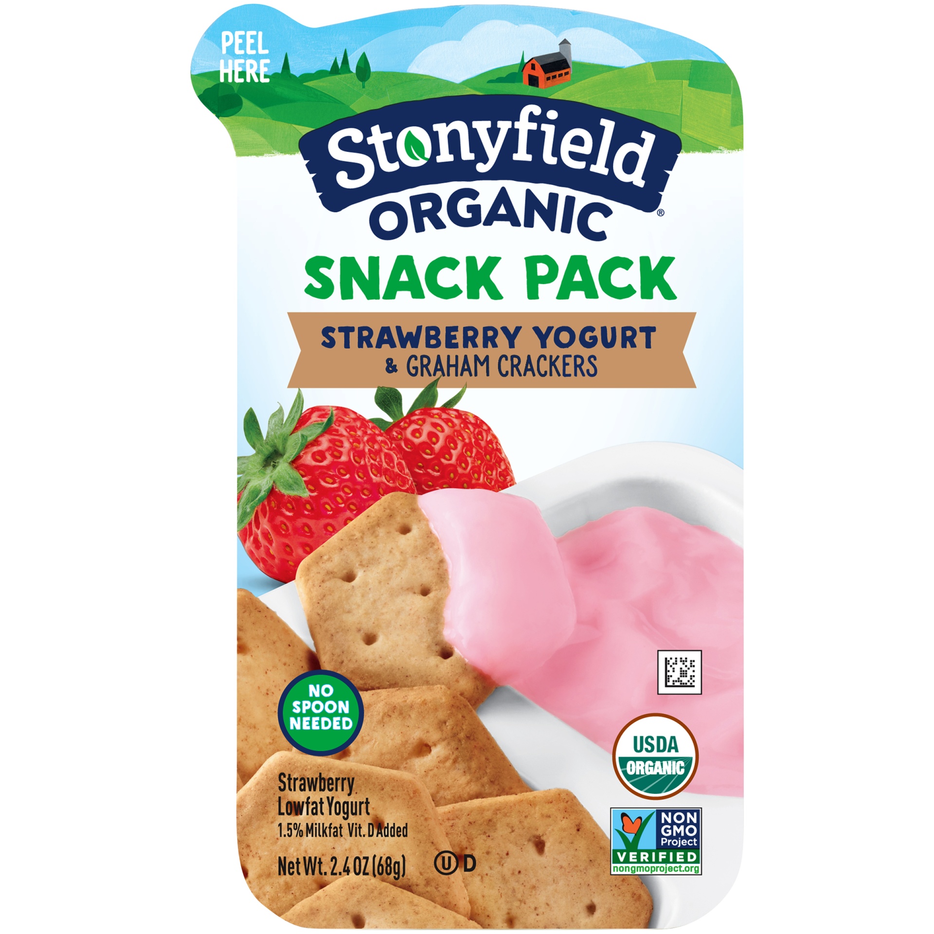 slide 1 of 8, Stonyfield Organic Strawberry Yogurt & Graham Crackers Snack Pack, 2.4 oz