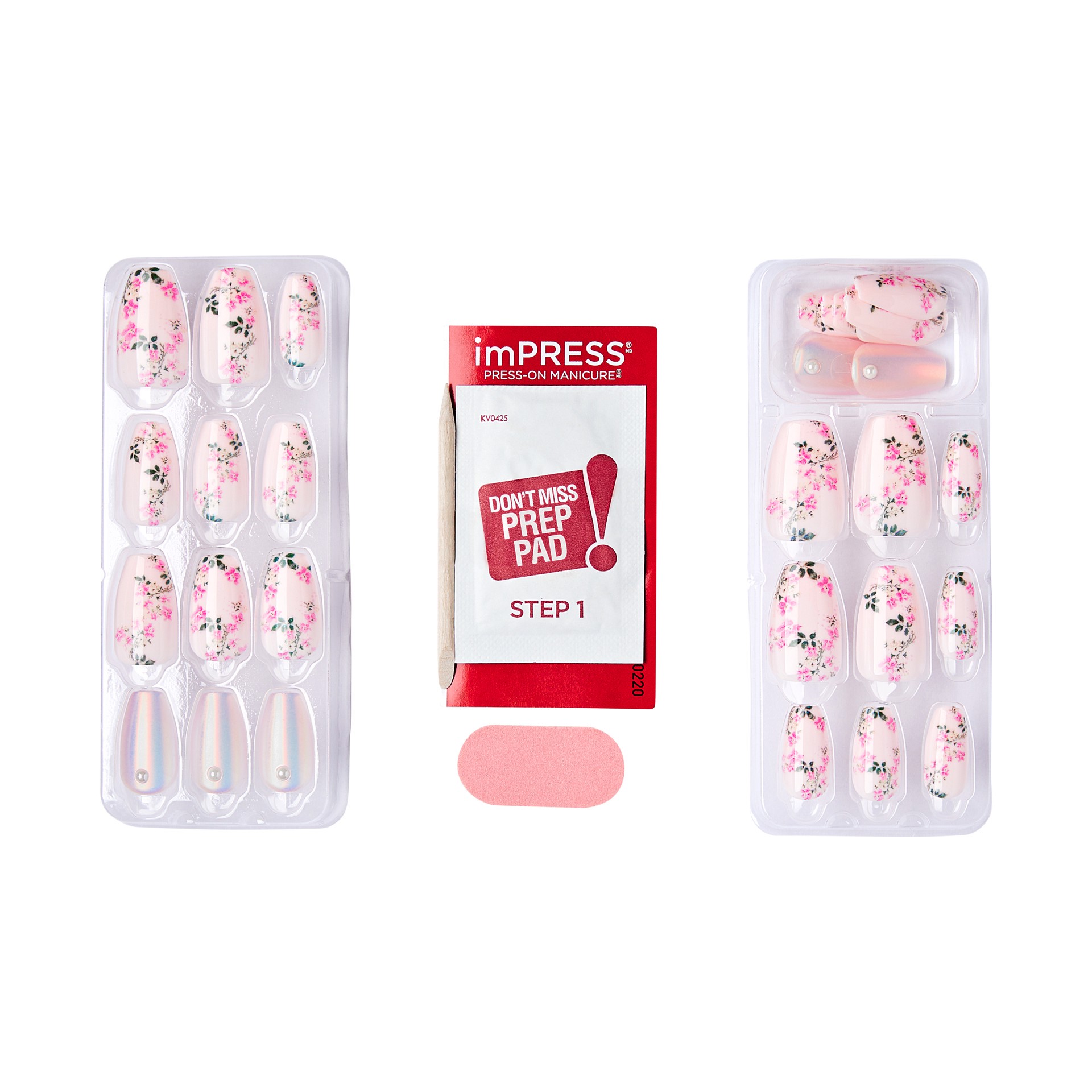 slide 5 of 5, imPRESS LoveShackFancy x imPRESS Limited Edition Medium Coffin Press-On Nails, Pink, 30 Pieces, 1 ct