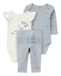 Carter's Baby 3-Piece Butterfly Little Character Set, Blue, 9M
