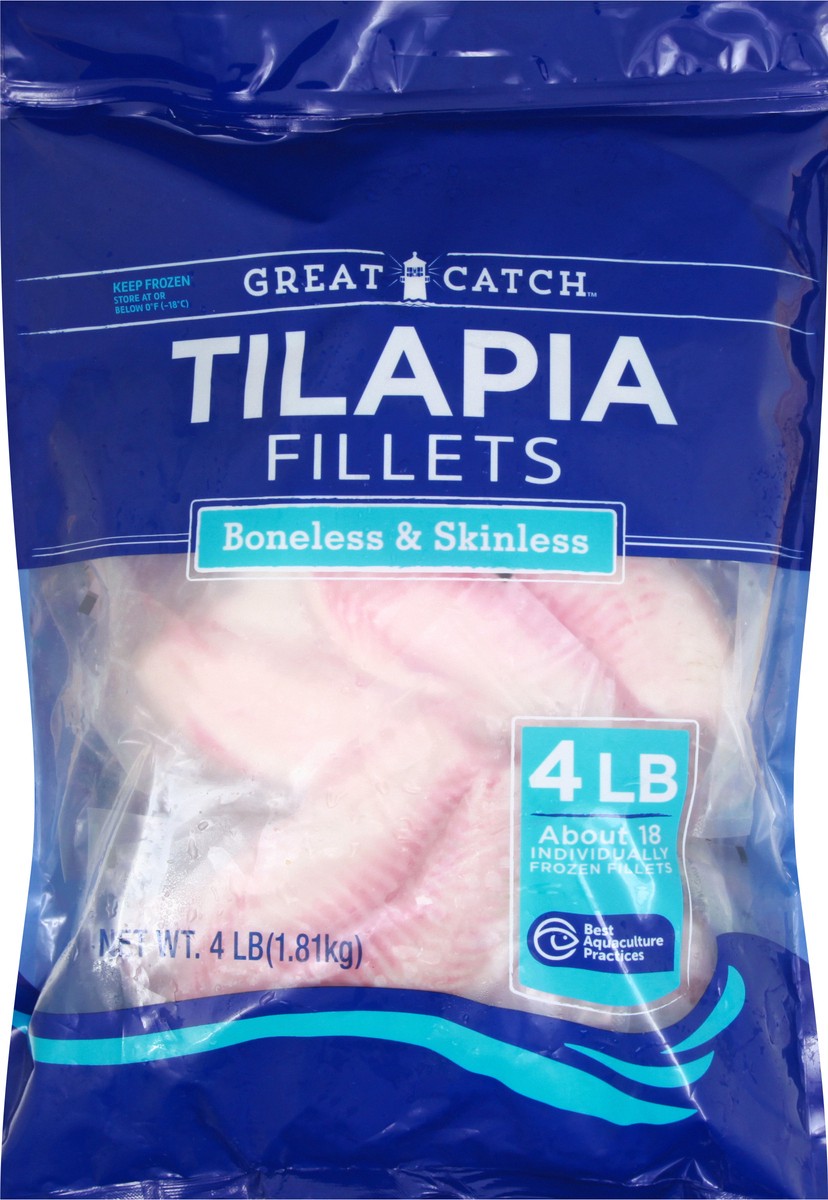 slide 5 of 13, Great Catch 4 Pound Boneless & Skinless Tilapia Fillets 4 lb, 4 lb bag
