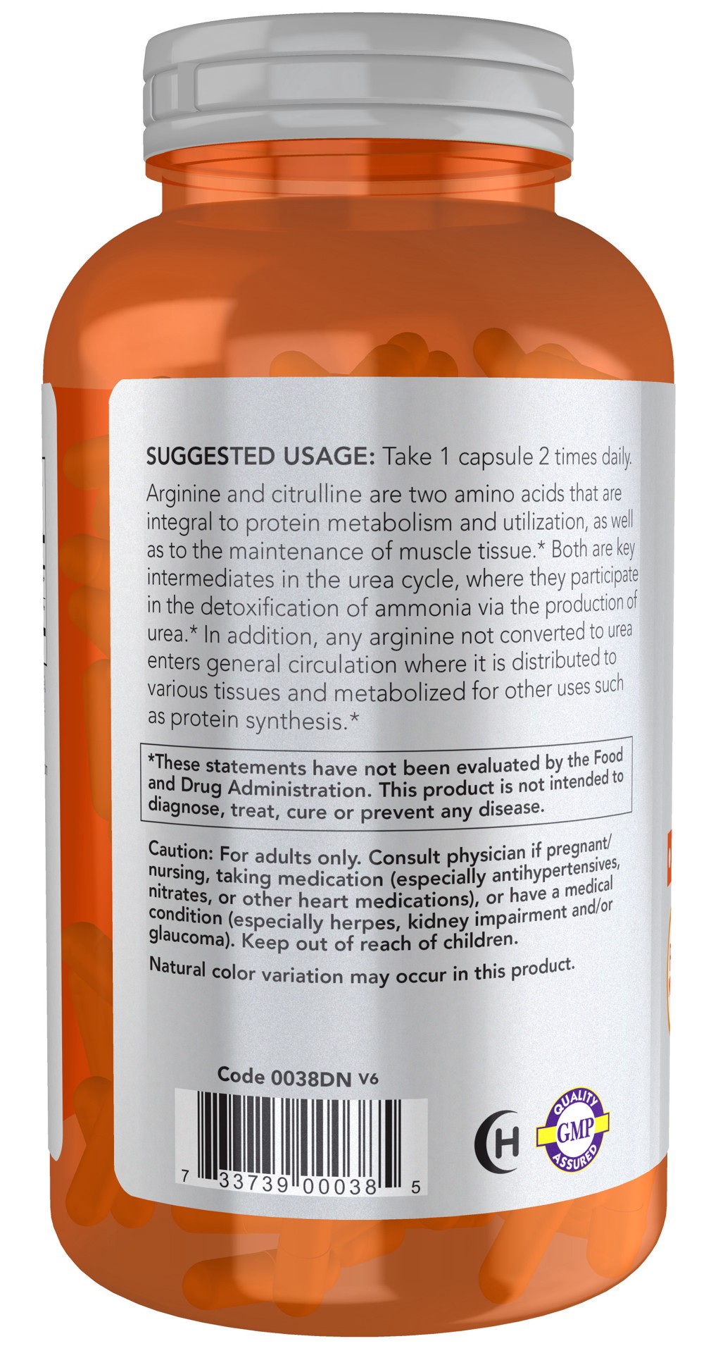 slide 2 of 5, NOW Arginine & Citrulline 500 mg / 250 mg - 250 Veg Capsules, 240 ct