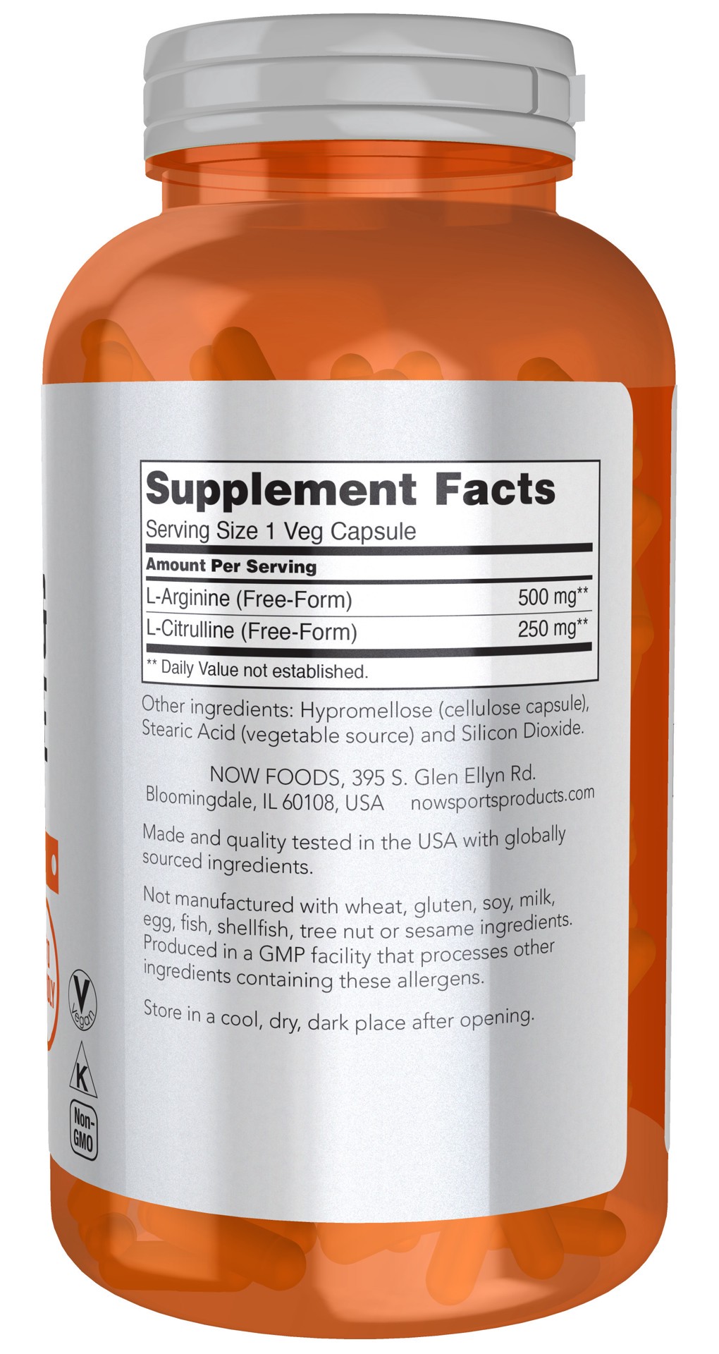 slide 5 of 5, NOW Arginine & Citrulline 500 mg / 250 mg - 250 Veg Capsules, 240 ct