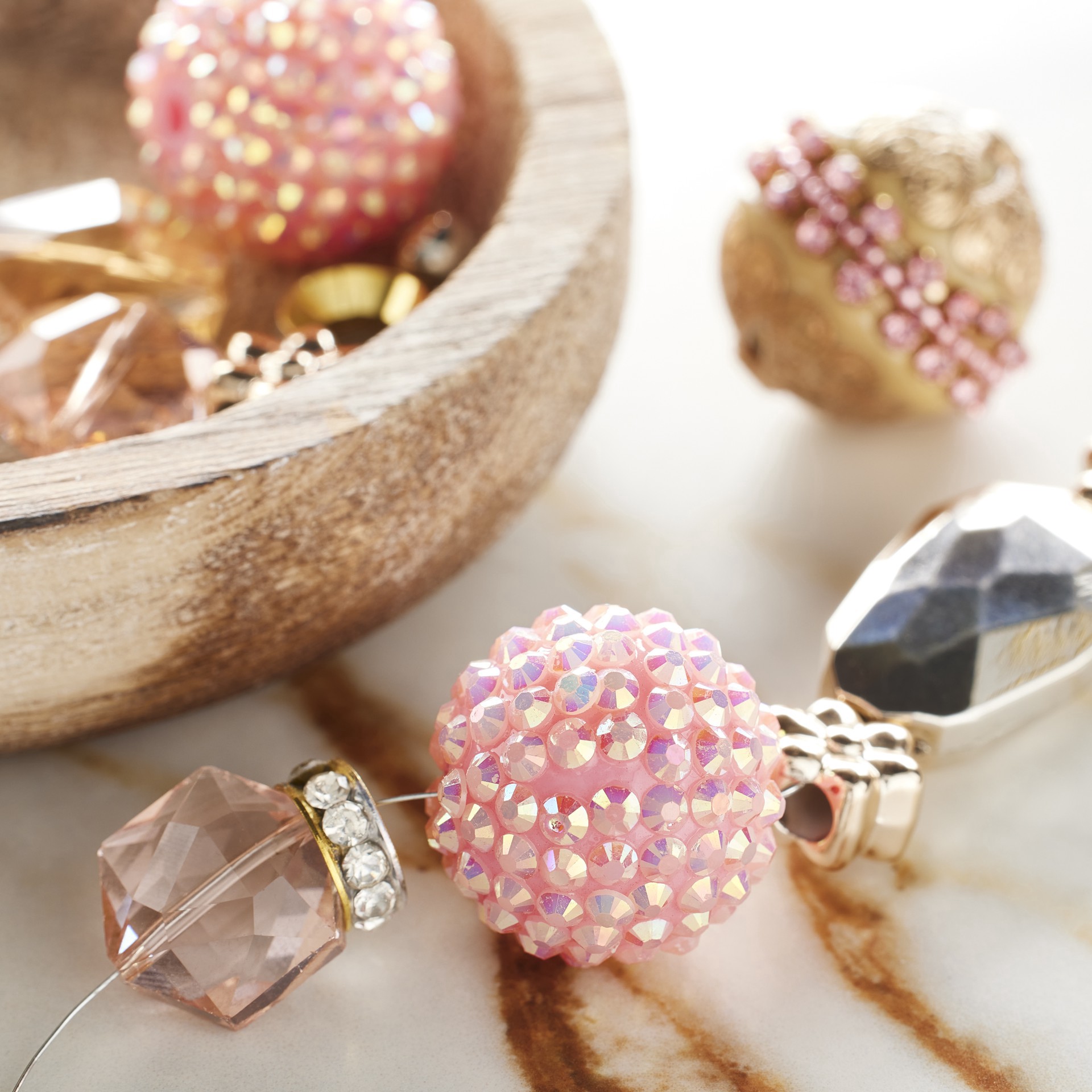 slide 2 of 3, Rose Gold Mix Round Strung Beads By Bead Landing, 6mm - 28mm