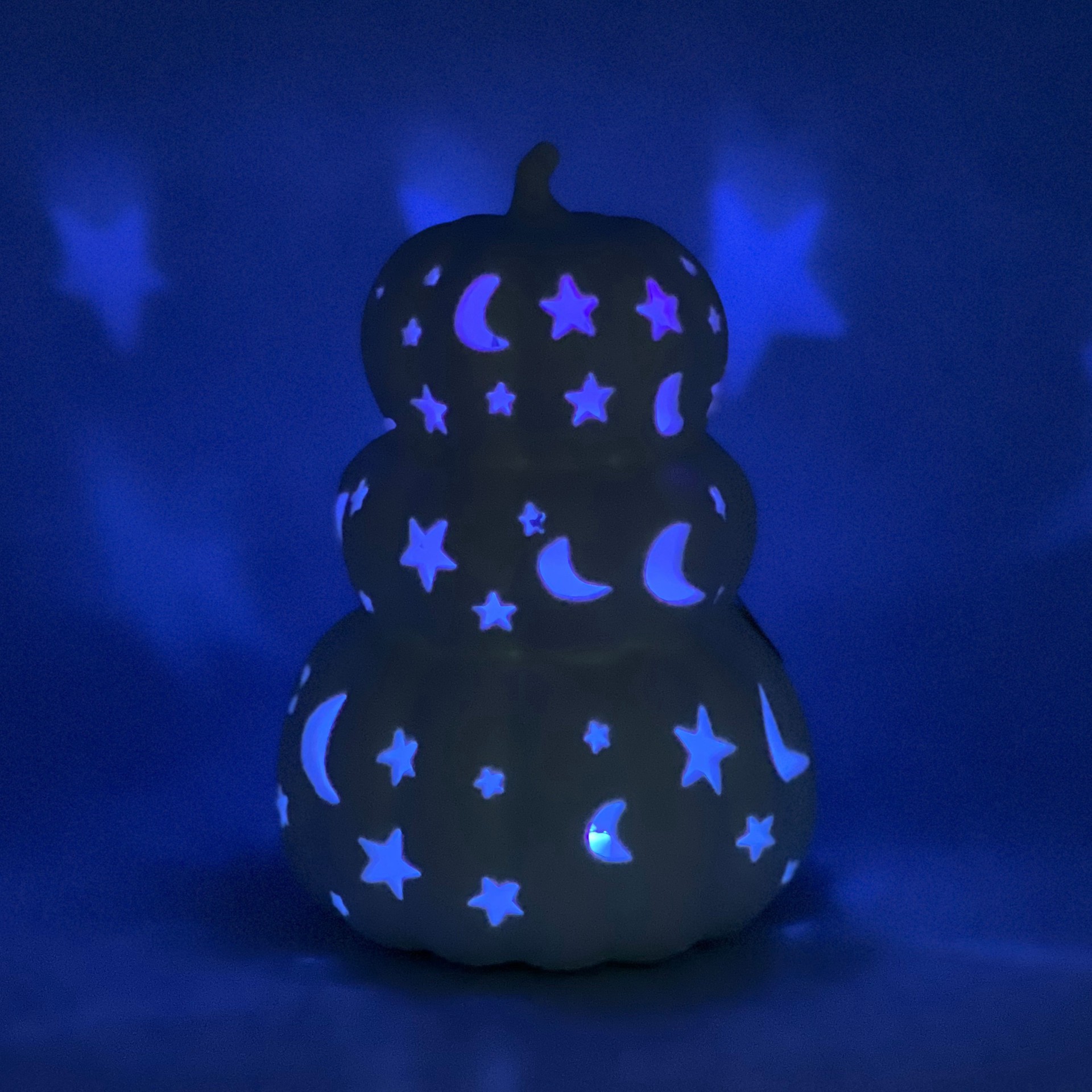 slide 5 of 8, 8" Diy Ceramic Led Star & Moon Pumpkin Stack Decor By Make Market, 5.3 in x 5.3 in x 8 in