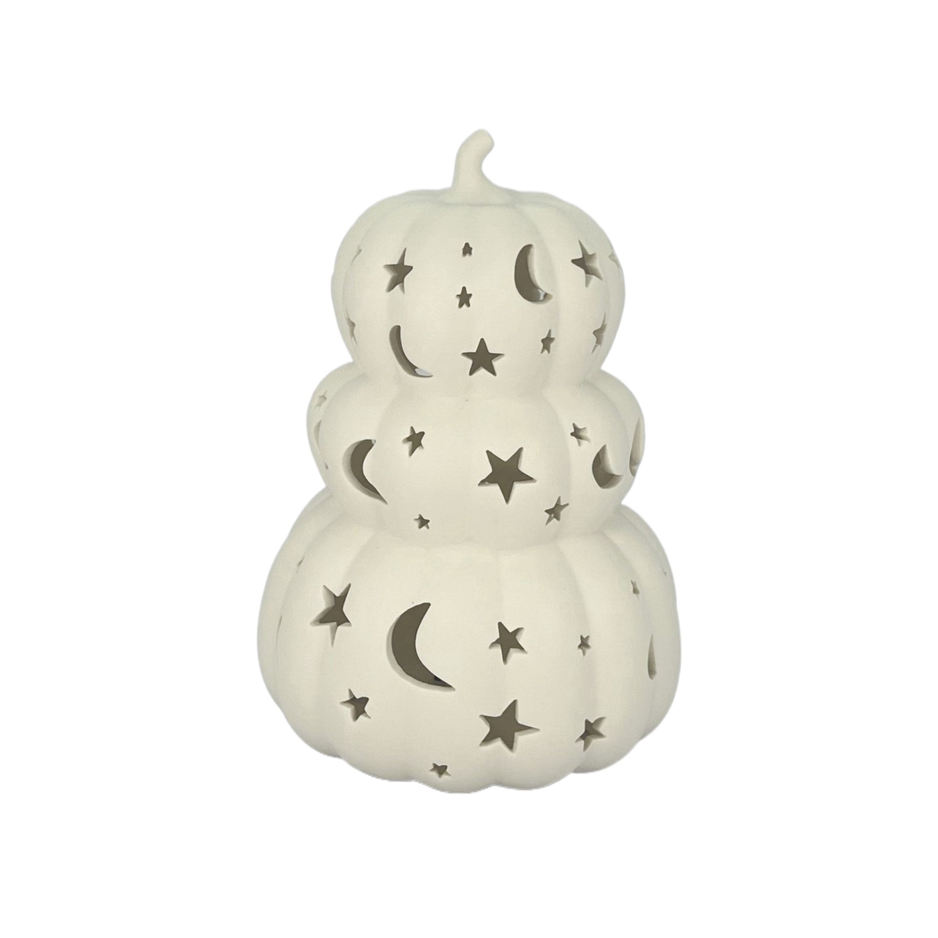 slide 8 of 8, 8" Diy Ceramic Led Star & Moon Pumpkin Stack Decor By Make Market, 5.3 in x 5.3 in x 8 in