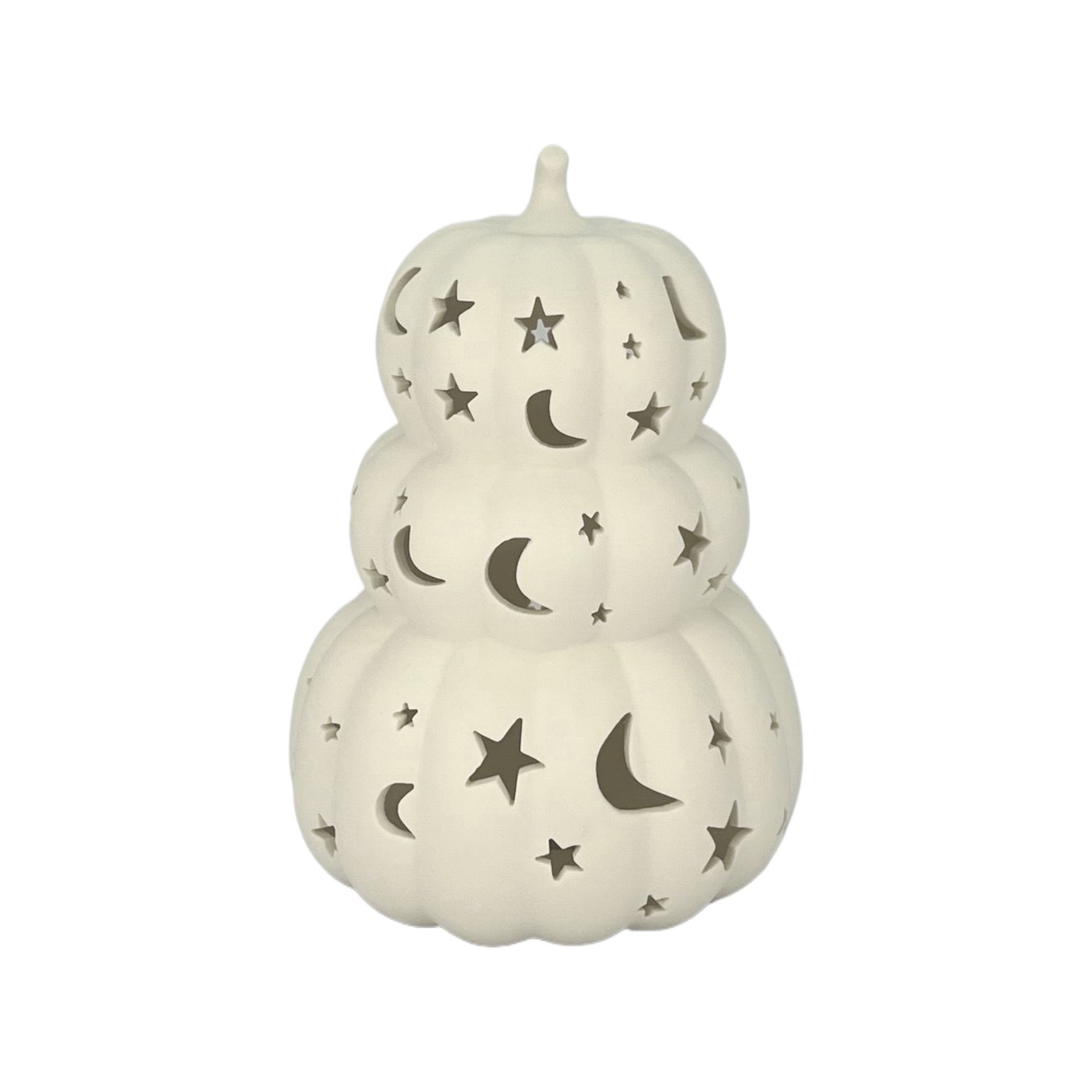 slide 3 of 8, 8" Diy Ceramic Led Star & Moon Pumpkin Stack Decor By Make Market, 5.3 in x 5.3 in x 8 in
