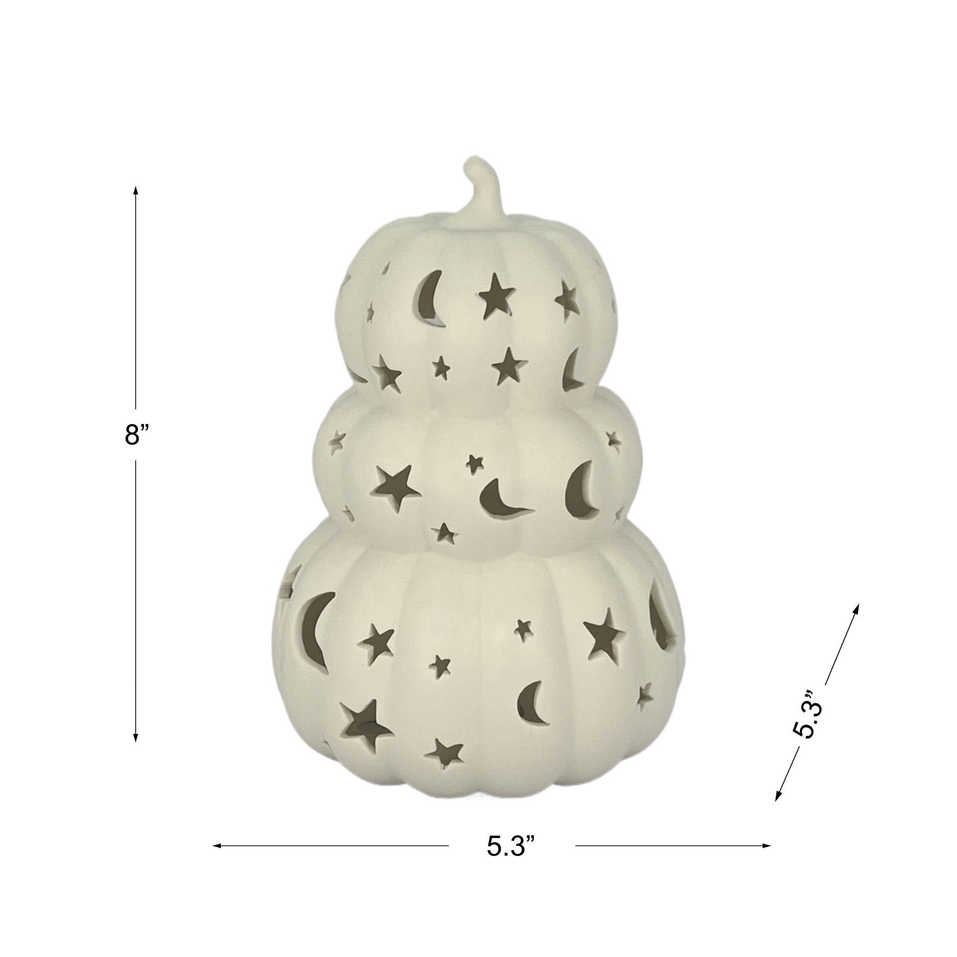 slide 4 of 8, 8" Diy Ceramic Led Star & Moon Pumpkin Stack Decor By Make Market, 5.3 in x 5.3 in x 8 in