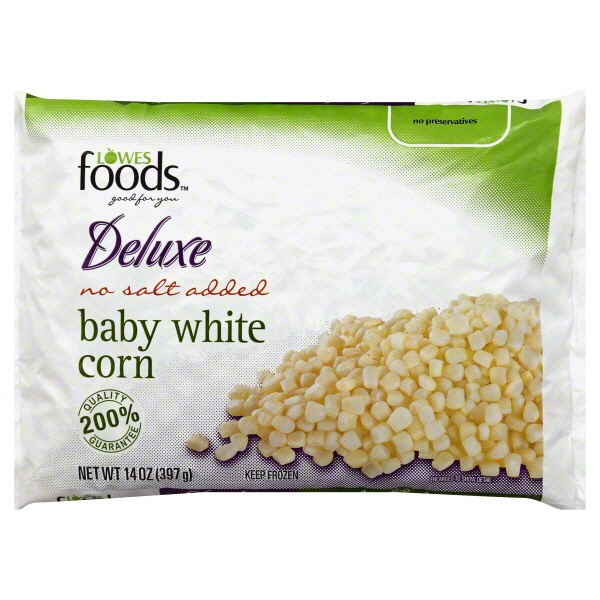 slide 1 of 1, Lowes Foods Deluxe Baby White Corn No Salt Added, 14 oz