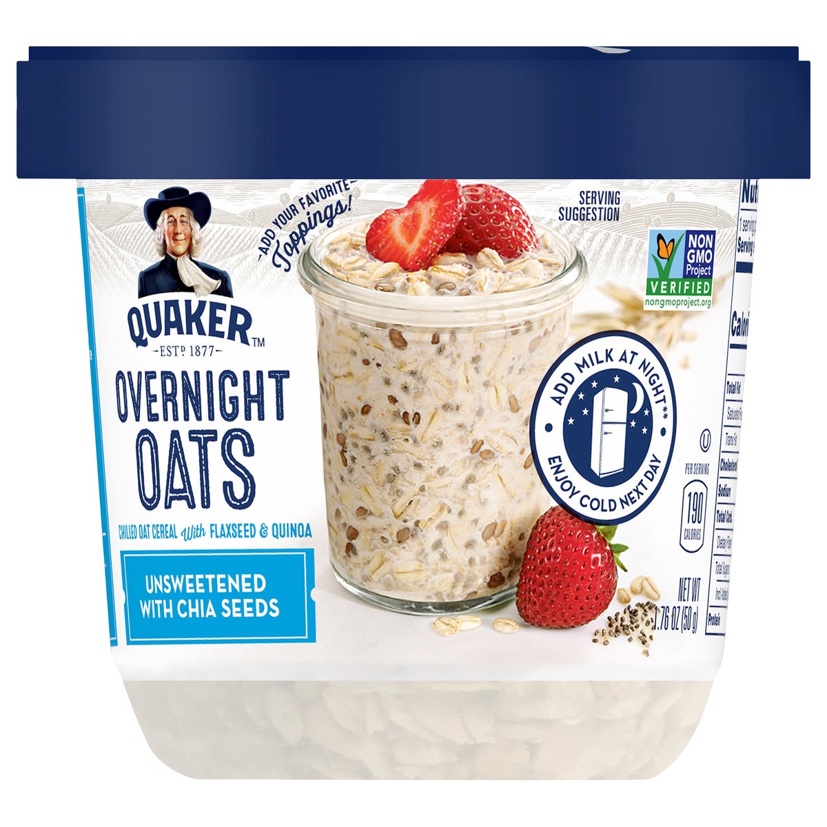 slide 3 of 8, Quaker Overnight Oats, 1.76 ct